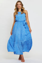 Geo Print Maxi Dress Halter Neck