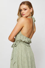 Geo Print Maxi Dress Halter Neck