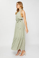 Geo Print Maxi Dress Halter Neck