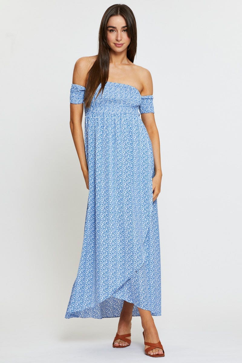 Print Maxi Dress Off Shoulder