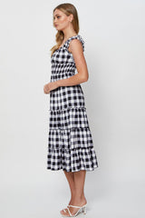 Check A Line Dress Sleeveless Midi