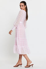 Check Dress Long Sleeve Maxi