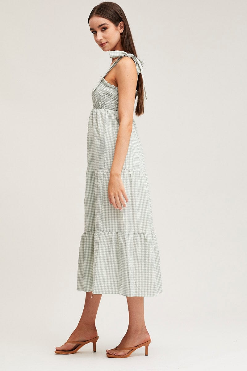 Check Midi Dress Sleeveless