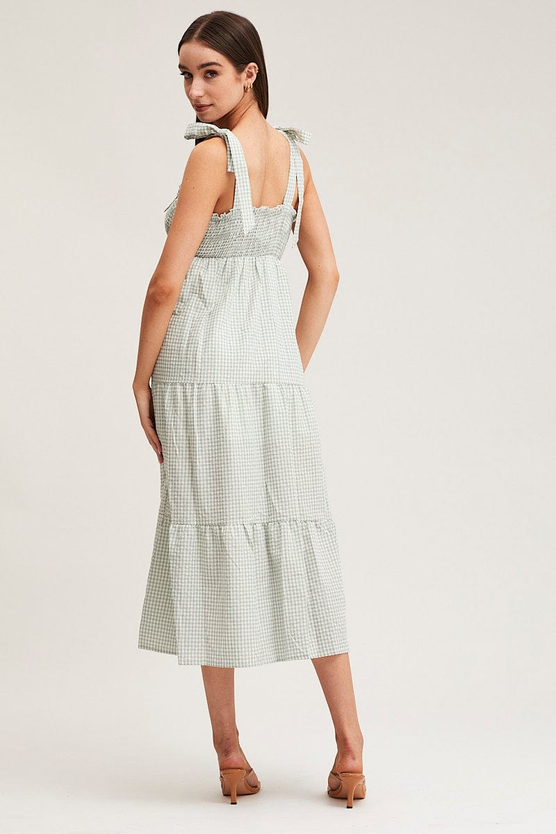 Check Midi Dress Sleeveless