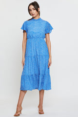 Geo Print Midi Dress Short Sleeve