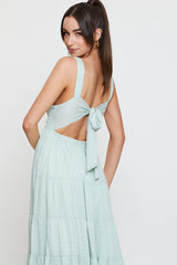 Green Midi Dress Sleeveless V Neck