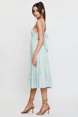Green Midi Dress Sleeveless V Neck