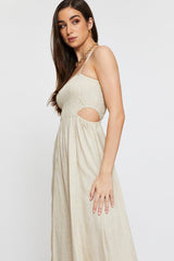 Beige Midi Dress Sleeveless