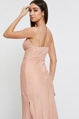 Pink Midi Dress Sleeveless Linen