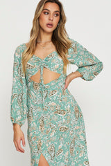 Print Midi Dress Long Sleeve