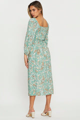 Print Midi Dress Long Sleeve