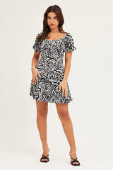 Print Midi Dress Short Sleeve Evening