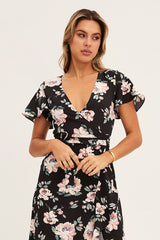 Print Wrap Midi Dress