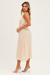 Stripe Check One Shoulder Midi Dress