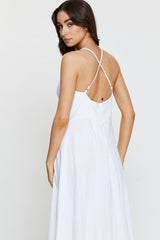 White A Line Dress Sleeveless Midi