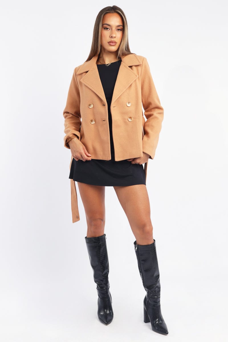 Beige Cropped Coat