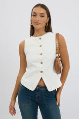 White High Neck Vest