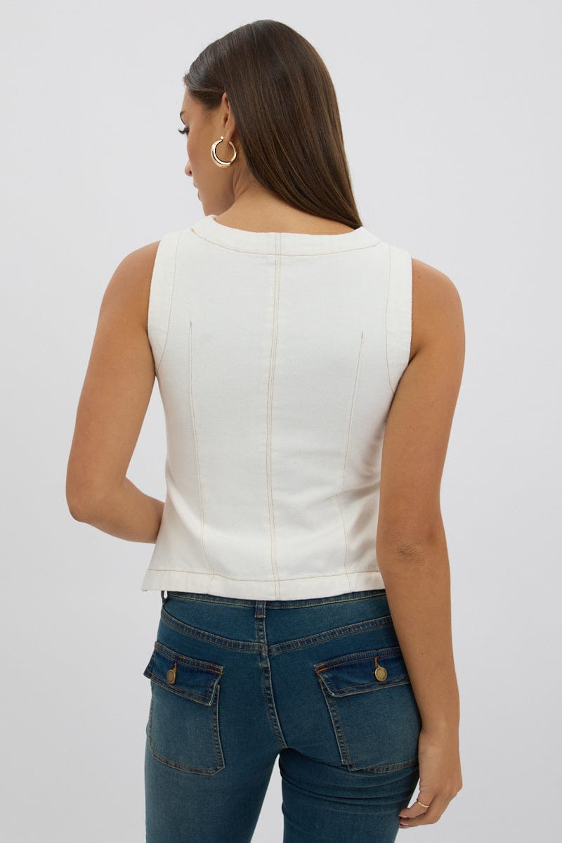 White High Neck Vest