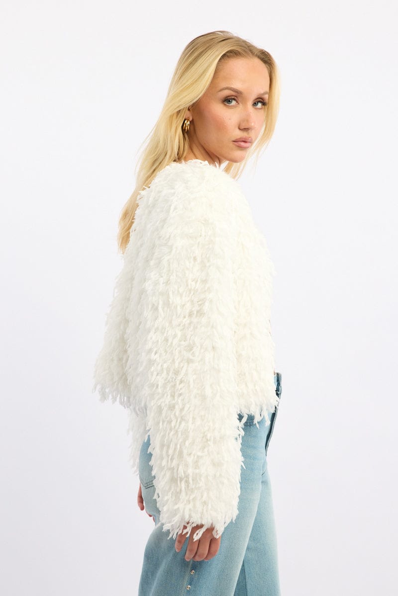 White Faux Fur Jacket