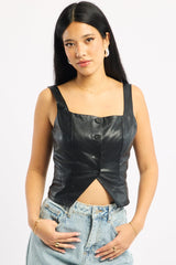 Black Faux Leather Vest