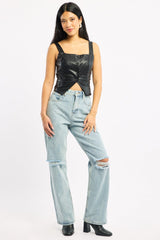 Black Faux Leather Vest
