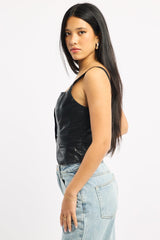 Black Faux Leather Vest