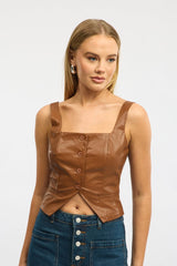 Brown Faux Leather Vest