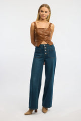Brown Faux Leather Vest