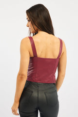Red Faux Leather Vest