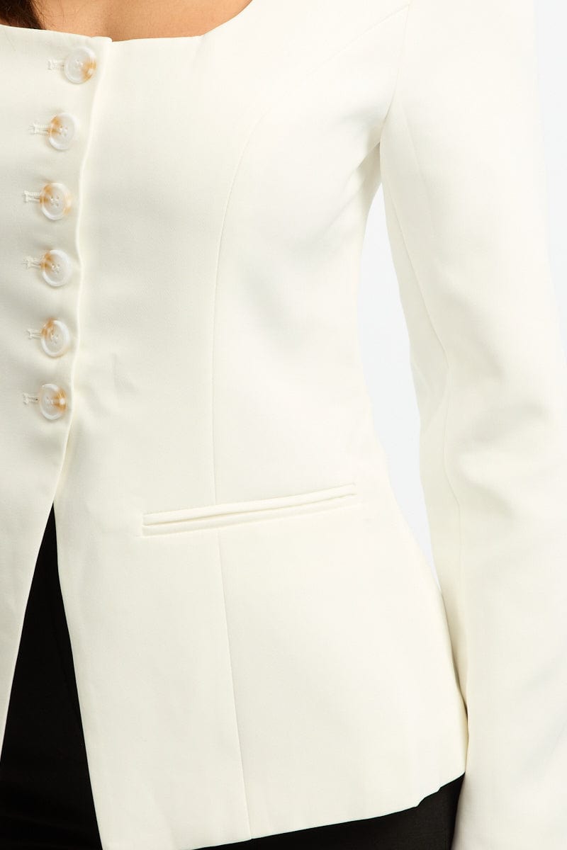 White Fitted Blazer Jacket