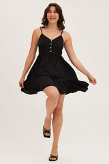 Black Chiffon Skater Dress