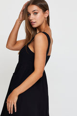 Black Mini Dress Square Neck