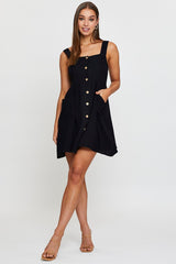 Black Mini Dress Square Neck