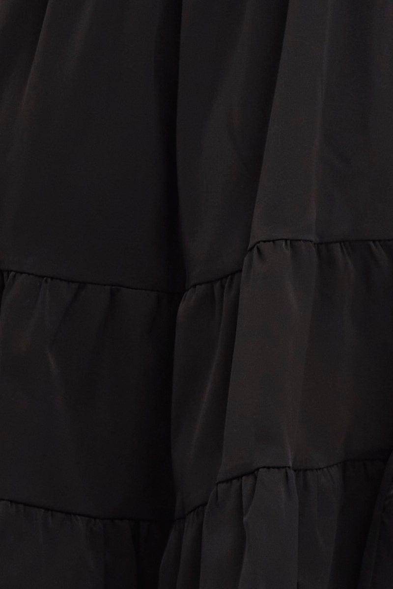 Black Shirred Dress Long Sleeve Mini