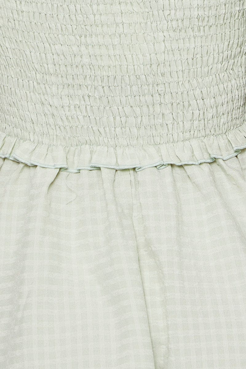 Green Fit And Flare Dress Short Sleeve Square Neck