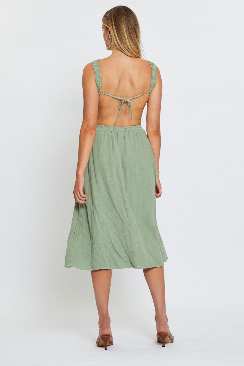 Green Midi Dress Sleeveless