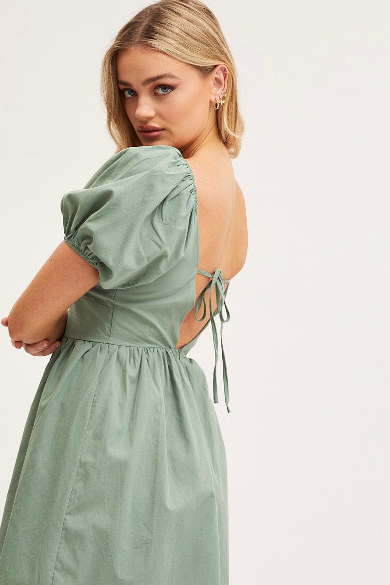Green Mini Dress Short Sleeve