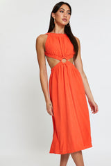 Orange Midi Dress Sleeveless