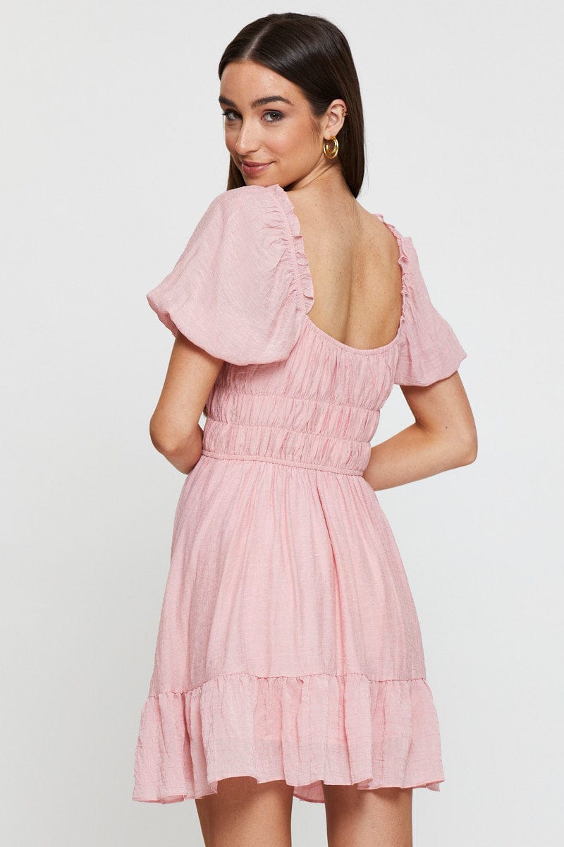 Pink Dress Short Sleeve Mini