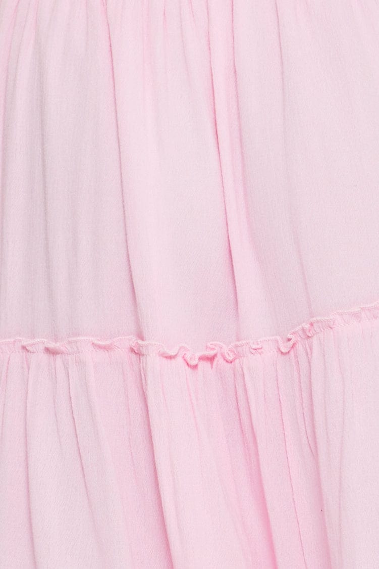 Pink Mini Dress Off Shoulder Linen