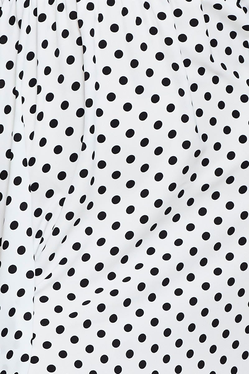 Polka Dot Mini Dress Short Sleeve Sweetheart Neckline