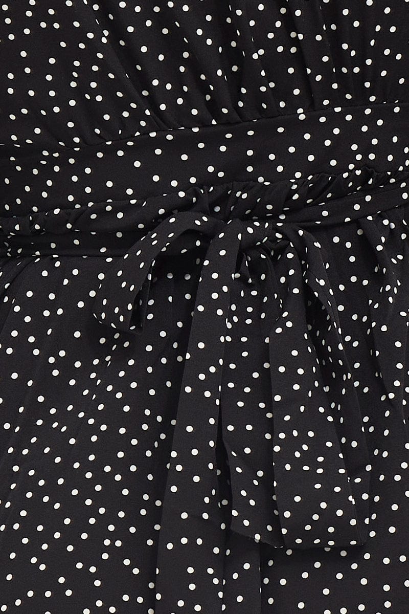 Polka Dot Wrap Dress Long Sleeve Mini