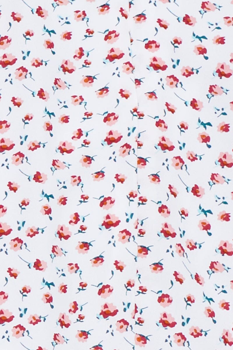 Print Fit And Flare Dress Short Sleeve V Neck