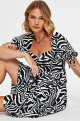 Print Midi Dress Short Sleeve