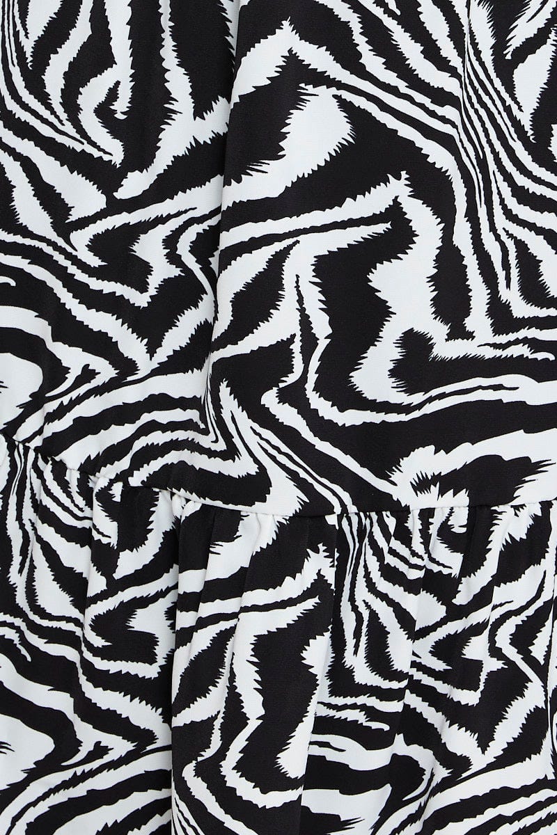 Print Midi Dress Short Sleeve