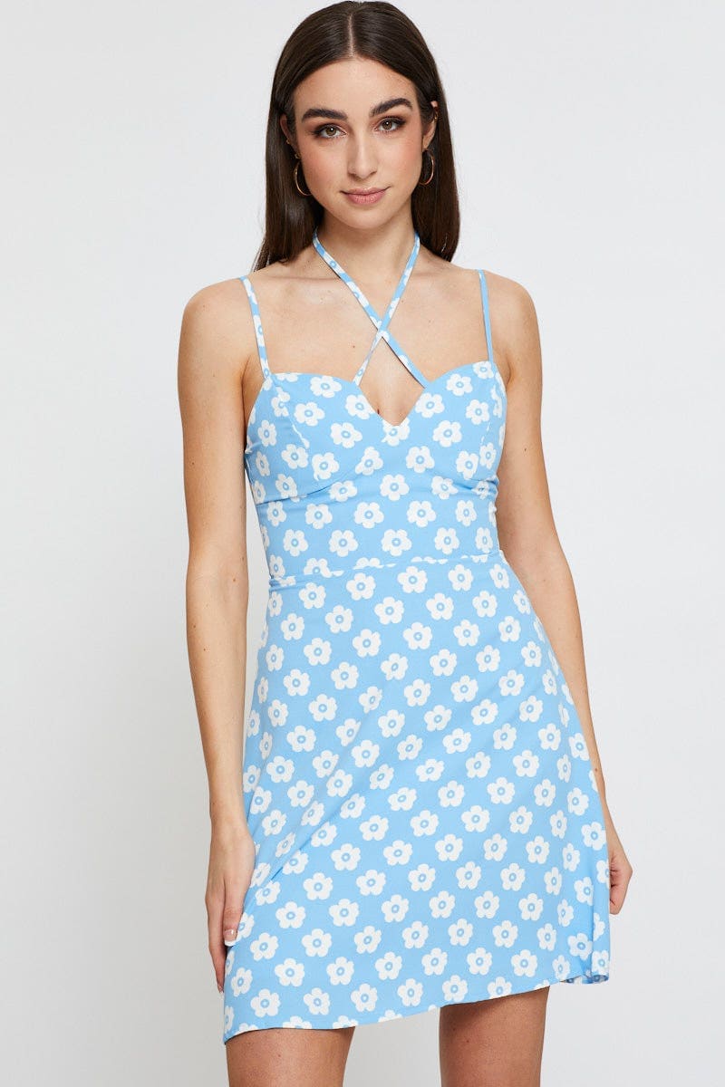 Floral Print Mini Dress Sleeveless