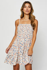 Print Mini Dress Sleeveless Square Neck