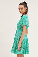 Print Skater Dress Short Sleeve Mini