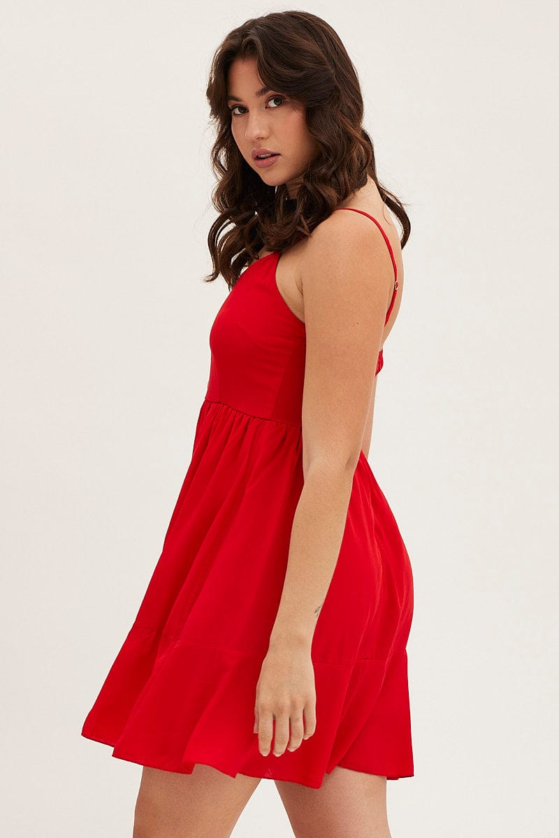Red Chiffon Skater Dress