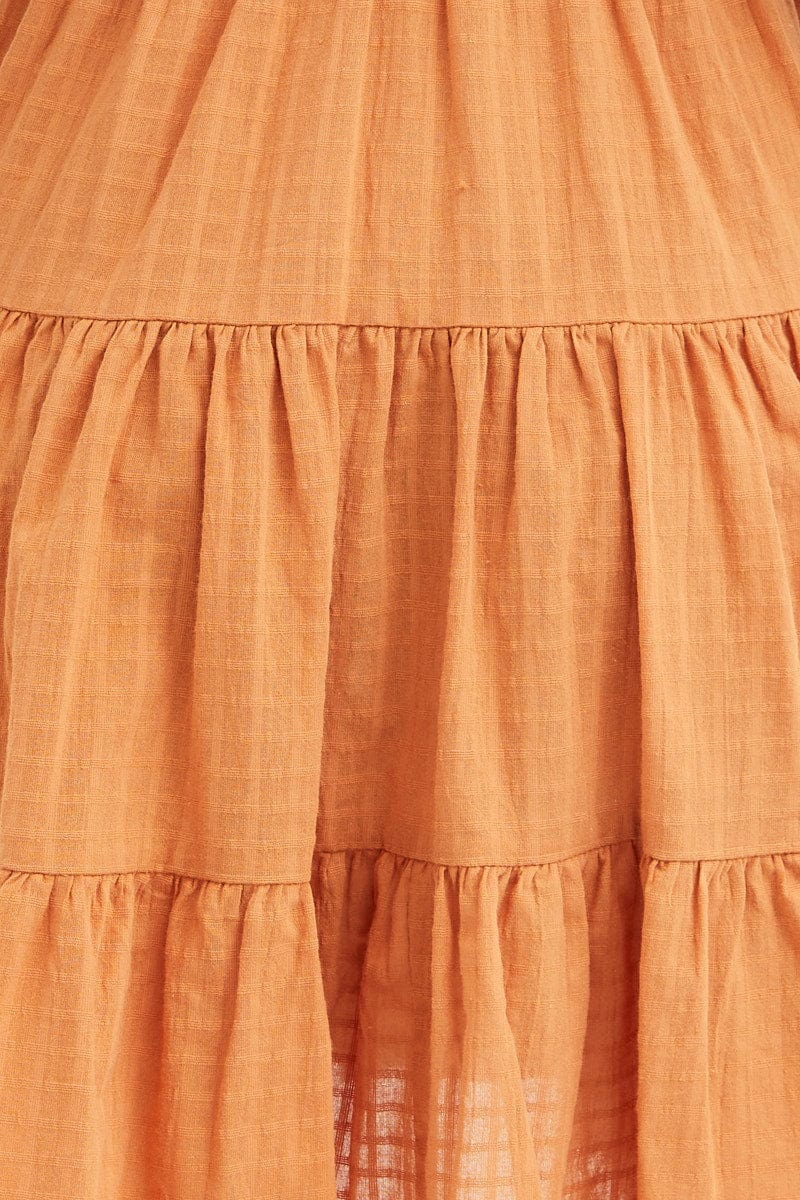 Orange Mini Dress Round Neck